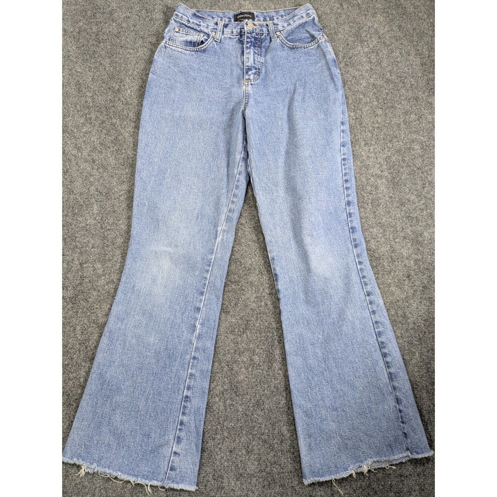 Xhilaration Flare Jeans Women Size 5 Light Blue High Rise Raw Hem 100% Cotton